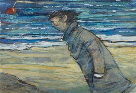 Giampaolo Talani L'uomo contro vento 2015 Tecnica mista su cartone, cm. 35x50...