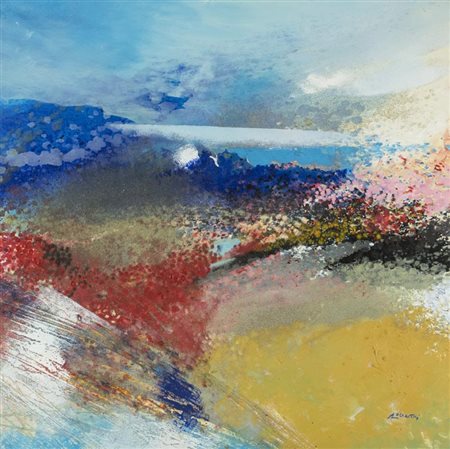 Michele Roccotelli Paesaggio Tecnica mista su tela, cm. 100x100 Firmato in...