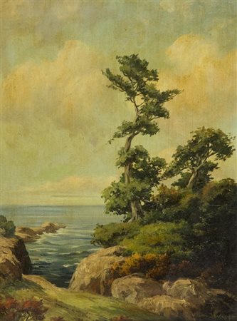 William Bradley Marina Olio su cartone telato, cm. 40,5x30,5 Firmato in basso...