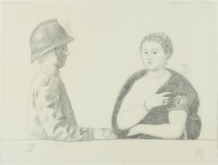 Antonio Bueno D'Aprés le Titien 1978 Lapis su carta, cm. 33x42 Firma in alto...