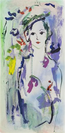 Ernesto Treccani Figura Olio su tela, cm. 90x45 Firmato in basso a destra.