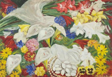 Arturo Dazzi Fiori Olio su tavola, cm. 69x100 Firmato in baso a destra. La...