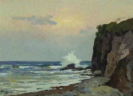 Cafiero Filippelli Marina Olio su tavola, cm. 28,5x39,5 Firmato in basso a...