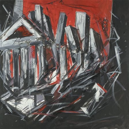 Marco Tamburro Tempio Olio su tela, cm. 100x100 Sul verso: firma.