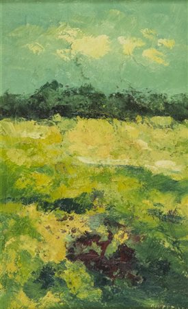 Domenico Monteforte Paesaggio toscano 1998 Olio su tavola, cm. 40x25 Firmato...