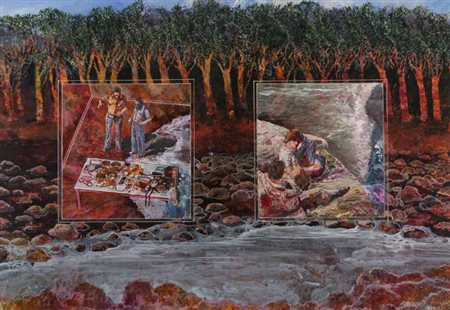 Robert Carroll Dimensione in sospeso - La riva Tecnica mista su cartone, cm....