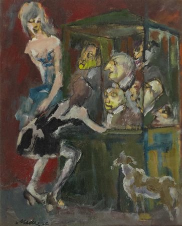 Mino Maccari Senza titolo 1971 Olio su tavola, cm. 50x40 Firma e data in...