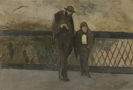 Lorenzo Viani Ponte a Parigi 1924 c.a. Olio su cartone, 70x102 Firmato in...