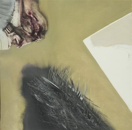 Giuseppe Zigaina Interrogatorio 1973 Olio su tela, cm. 50x50 Firma e data in...