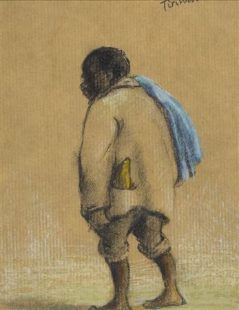 Nino Tirinnanzi Figura Tecnica mista su carta, cm. 15,5x12 Firmato in alto a...