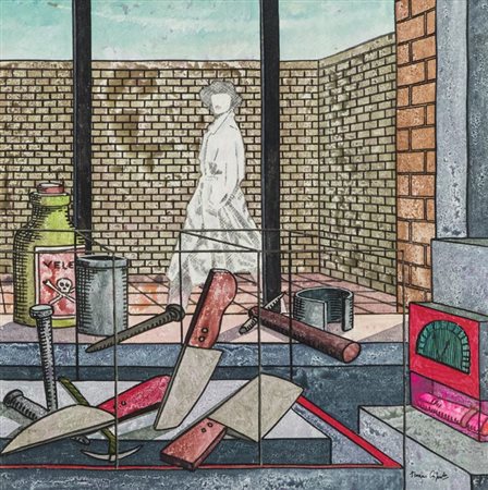 Tonino Caputo Museo casa della moglie di Barbablù Olio su tela, cm. 35x35...