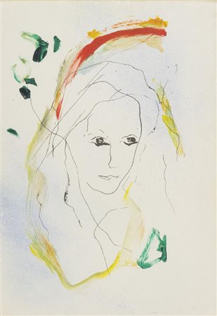 Ernesto Treccani Michela Tecnica mista su cartoncino, cm. 50x35 Firmato in...