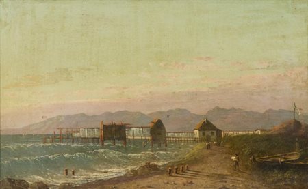 Emilio Donnini Bagnetti del Gombo presso Pisa Olio su tela, cm. 34x53,5...