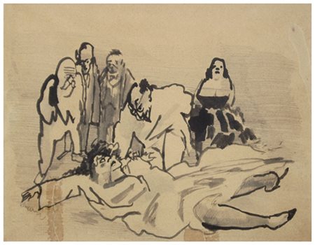 MINO MACCARI Siena 1898 – Roma 1989 Senza titolo T.m. su carta 30 x 40 ca....