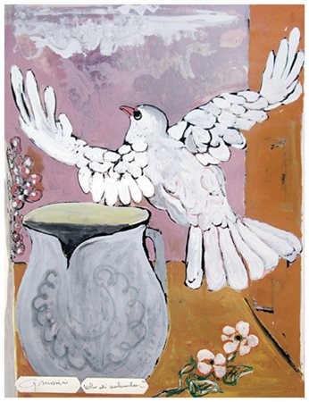 GIANFALCO MASINI Lucca 1945 Volo di colomba Pittura, t.m. e collage su carta...