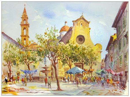 GIOVANNI OSPITALI Marzabotto 1927 Senza titolo Acquerello su carta accoppiata...