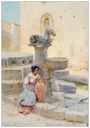 ALBERTO PISA Ferrara 1864 – Firenze 1930 Taormina Acquerello su carta...