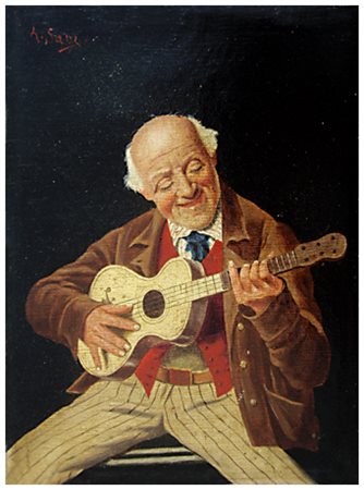 ALESSANDRO SANI Firenze 1856 – Firenze 1927 Suonatore Olio su tela 25,5 x...