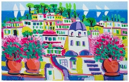 ATHOS FACCINCANI 1951 Senza titolo Serigrafia a colori es. P.A. Suzi. Firma...