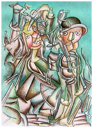 ENRICO BAJ 1924 – 2003 Senza titolo Incisione a colori es.147/150. Firma in...