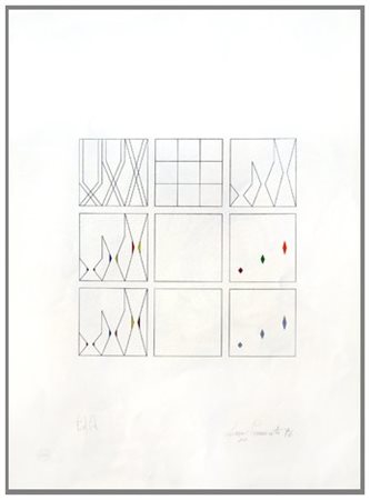 LORENZO PIEMONTI 1935 Senza titolo 1976 Litografia a colori es. P.d.A. Firma...