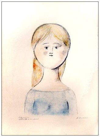 ANTONIO BUENO 1918 – 1984 Senza titolo Litografia es. unico colorata a mano...