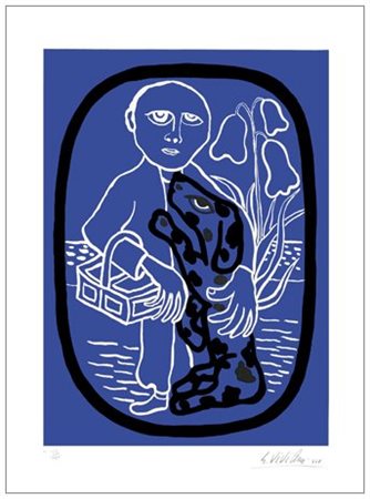 GIUSEPPE VIVIANI 1898 – 1965 Il cane nero 1961 Litografia a 2 colori...