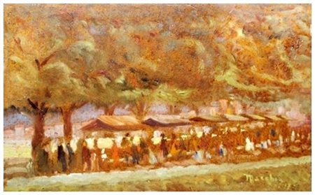SANTI MACCHIA 1884 – 1964 Fiera di S.Ubaldo alle Piagge 1931 Olio su cartone...