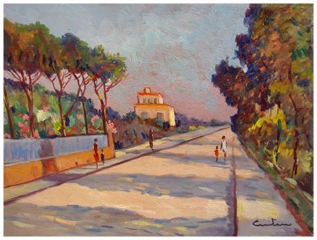 GINO CENTONI 1891 – 1960 Senza titolo Olio su tavola 30 x 40. Firma in b. a d.
