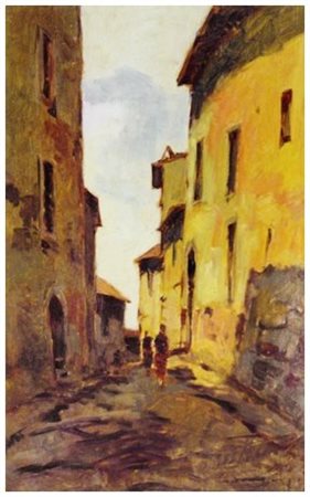 CARLO DOMENICI 1898 – 1981 Capoliveri anni ’20 Olio su tavola 50 x 34. Firma...