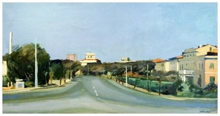 MARIO MADIAI 1944 Casini d’Ardenza dalla Rotonda 1967 Olio su tavola 50 x 90....