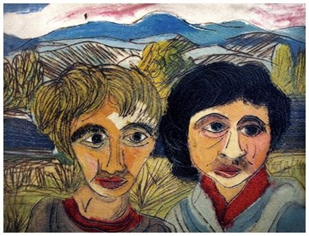 BEPPE SERAFINI 1915 – 1987 Ragazze Olio su cartone inciso 15 x 20. Firma a d....