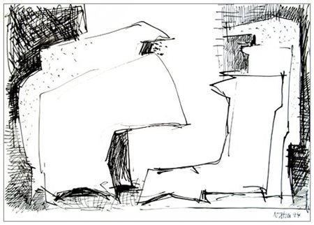 GUALTIERO NATIVI 1921 – 1999 Studio 1994 China su carta 23 x 30,5. Firma e...