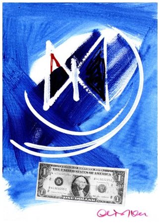 ANTONIO DEL DONNO 1927 Of America con farfalla Olio, t.m. e collage su tela...