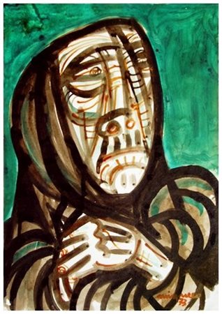 GIUSEPPE MIGNECO 1908 – 1997 Senza titolo 1973 Pittura su cartoncino intelato...