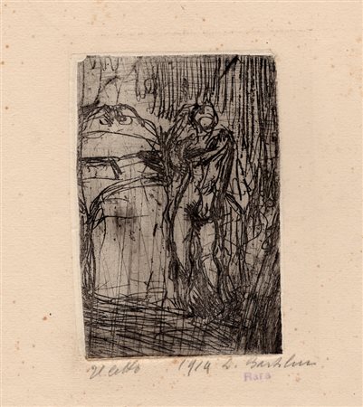 Luigi Bartolini (Cupramontana 1892 - Roma 1963), Il letto, 1919. Acquaforte,...