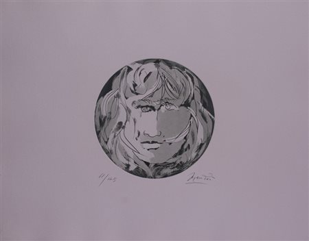 Giacomo Manzù (Bergamo 1908 - Roma 1991), Volto in tondo, Bambini, Artista. 3...