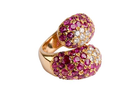 Anello con rubini e brillanti Oro 18 Kti. Misura 15. Rubini cti. 7 c.ca...