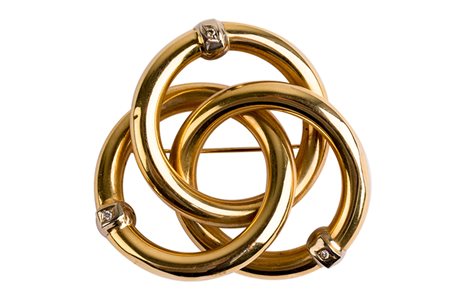 Spilla tre tubi e tre brillantini. Oro 18 Kti. Gr.18