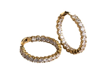 Orecchini a cerchio oro e diamanti. 40 brillanti cti.10 c.ca VVS/VS H color