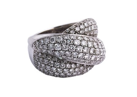 Anello doppia fascia oro e brillanti. Brillanti cti. 5 c.ca Oro bianco 18...