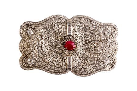 Spilla in platino e oro bianco con brillanti . Brillanti cti 5 c.ca. 4...