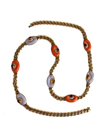 Collana firmata BVLGARI anni '70 lunghezza cm 80. brillanti, coralli, pietre...