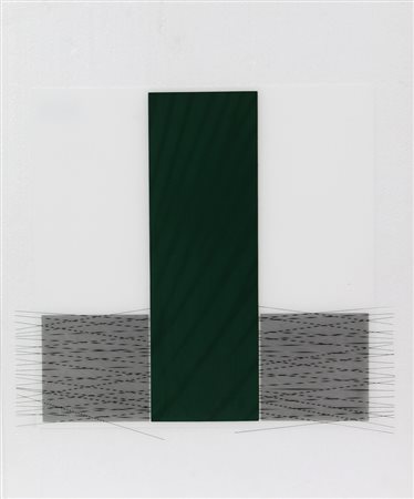 Jesus Rafael Soto, Jai-Alai II, 1969 circa, serigrafia bianco, nero e verde...