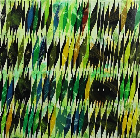 Enrico Sirello, Strutture Verticali ad Andamento Orizzontale, 1996, tempera...