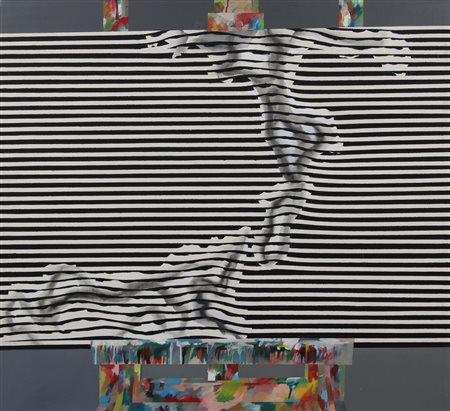 Gianfranco Goberti, Meridionale, 1972, olio su tela, cm. 100x95, firmato e...