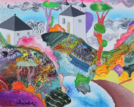 Luca Alinari, Senza titolo, tecnica mista su cartone telato, cm. 24x30,...