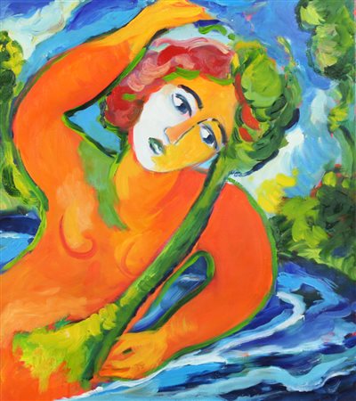 Mimmo Germanà, Senza titolo, 1990, olio su tela, cm. 60x50, firmato e datato...