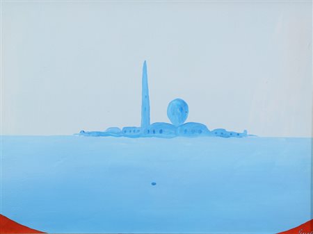 Virgilio Guidi, San Giorgio, olio su tela, cm. 30x40, firmato in basso a...