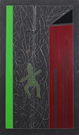 Franco Angeli, Marionetta, 1984, smalto su tela, cm. 100x60, firmato e...